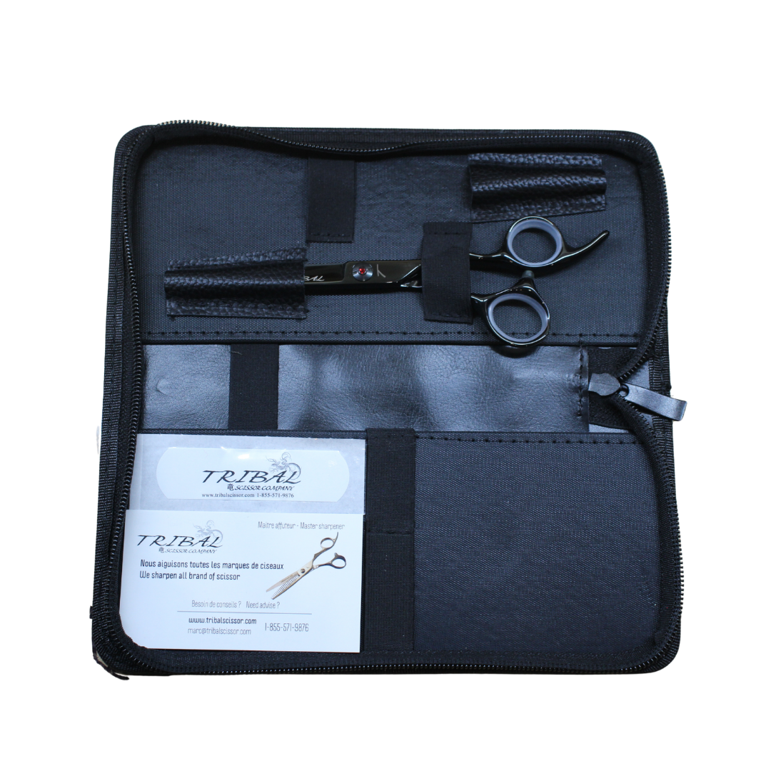 Tribal noir diamond scissors in carrying case