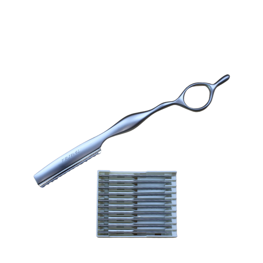 Rasoir Argent Tribal style feather + boite de 10 lames