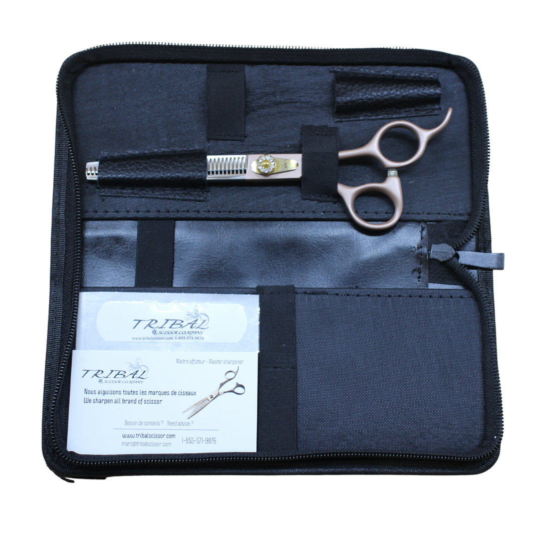 Tribal Ultra-cut Jazz thinning scissors in carrying case