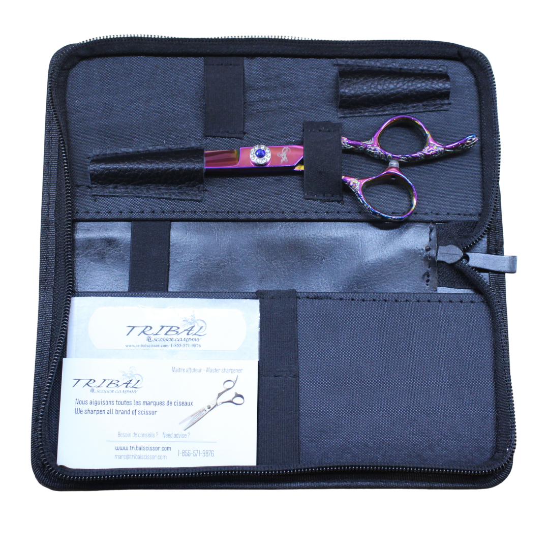 Tribal Ultra-cut Blues Rose et Or scissors in carrying case
