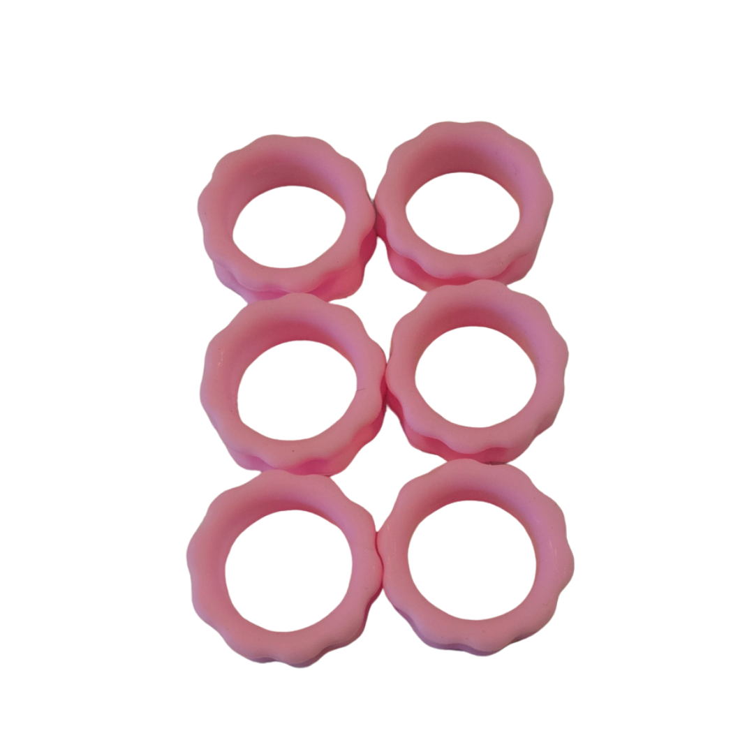 Anneaux a ciseau en silicone rose fleur