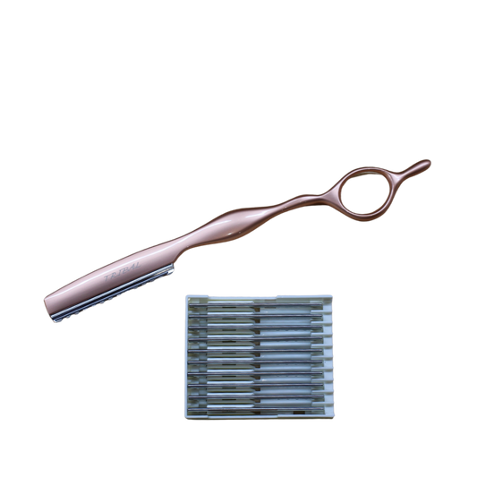 Rasoir rosegold Tribal style feather + boite de 10 lames
