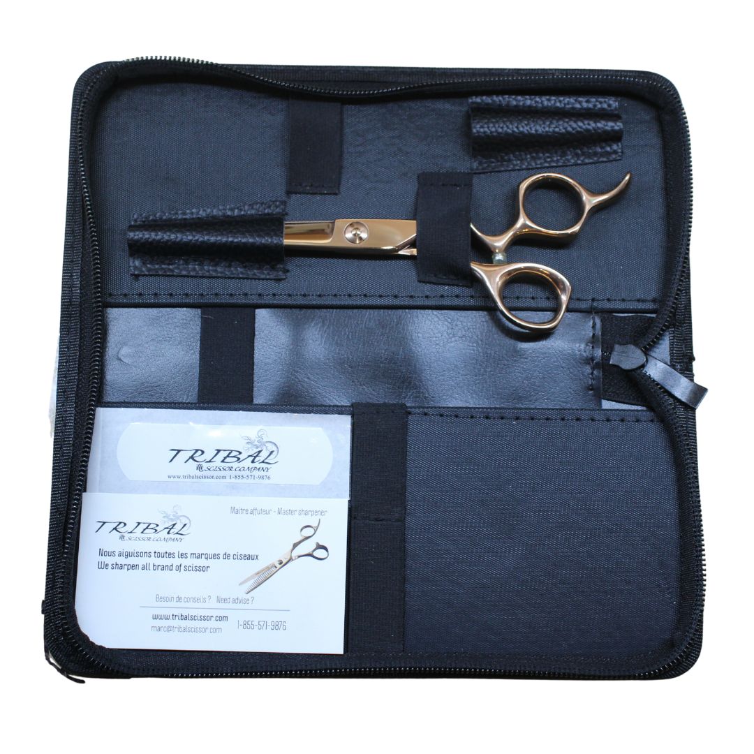 Tribal Evolution Rosegold scissors in carrying case
