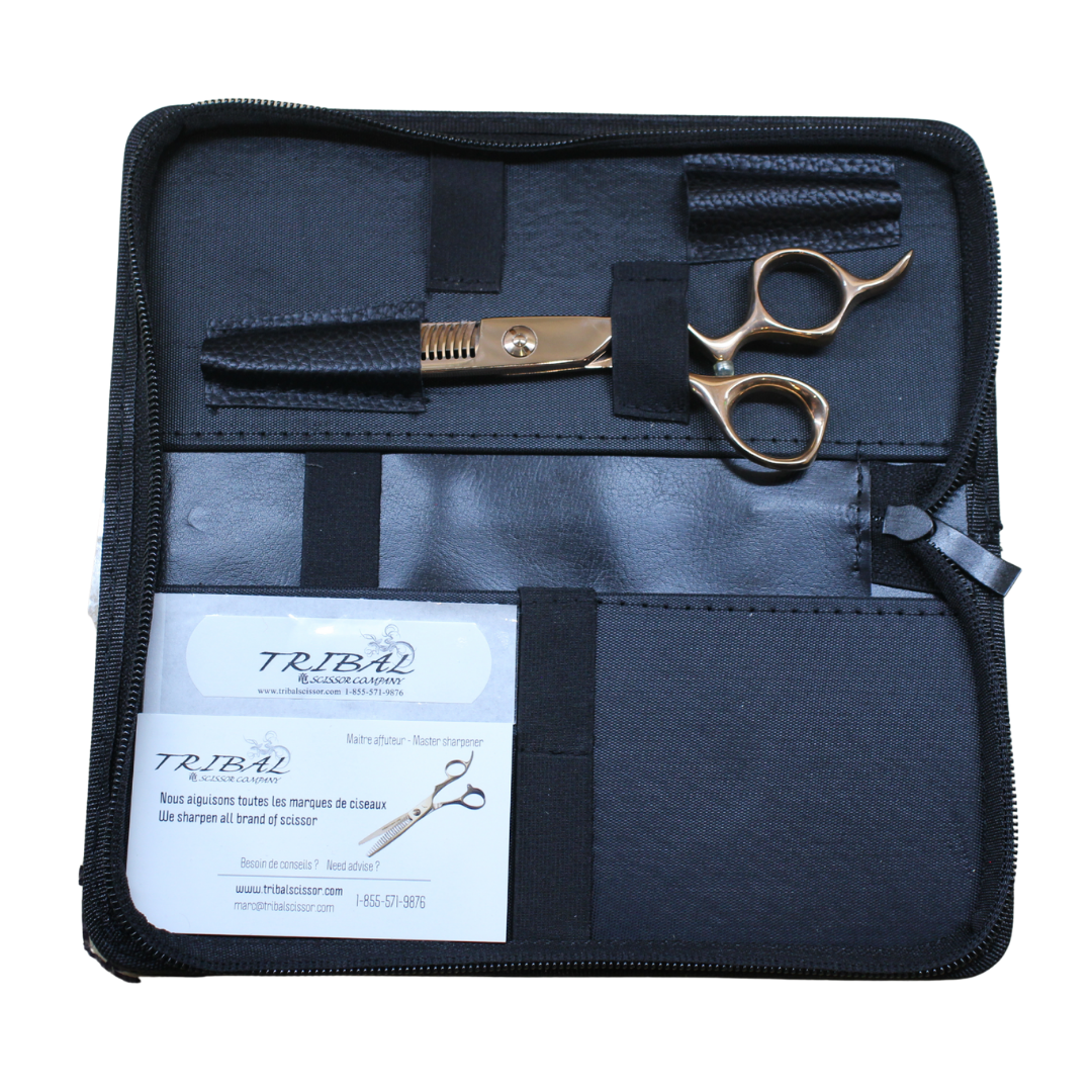 Tribal Evolution Rosegold thinning scissors in carrying case