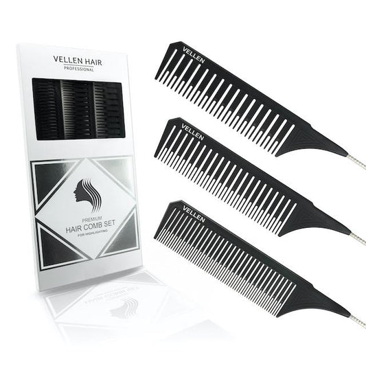 PREMIUM RAT TAIL COMB SET / 3 SIZES WITH SPECIAL DESIGN / PERFECT FOR BABYLIGHTS, BABY AND HIGHLIGHTS